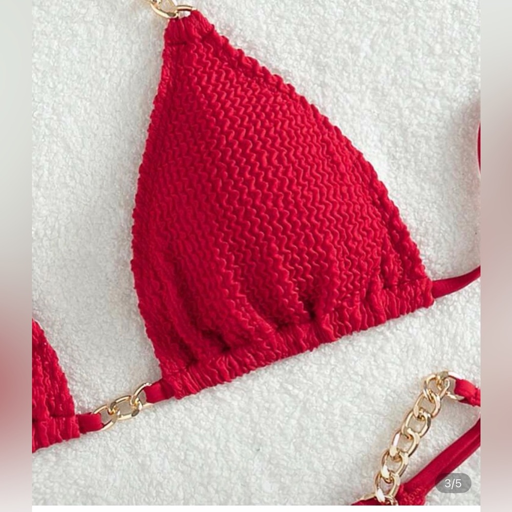 Red Chain-Linked Bikini Set - Picture 3 of 3